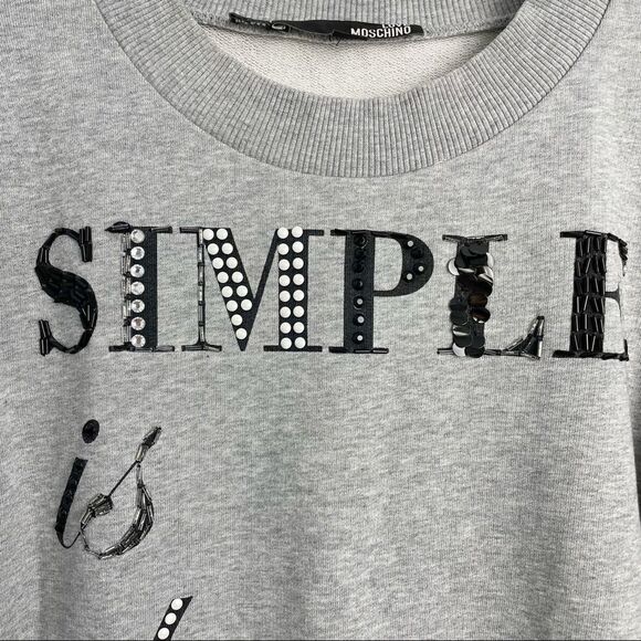 Love Moschino Simple Is The New Black Sequin Print Sweater - Picture 8 of 14